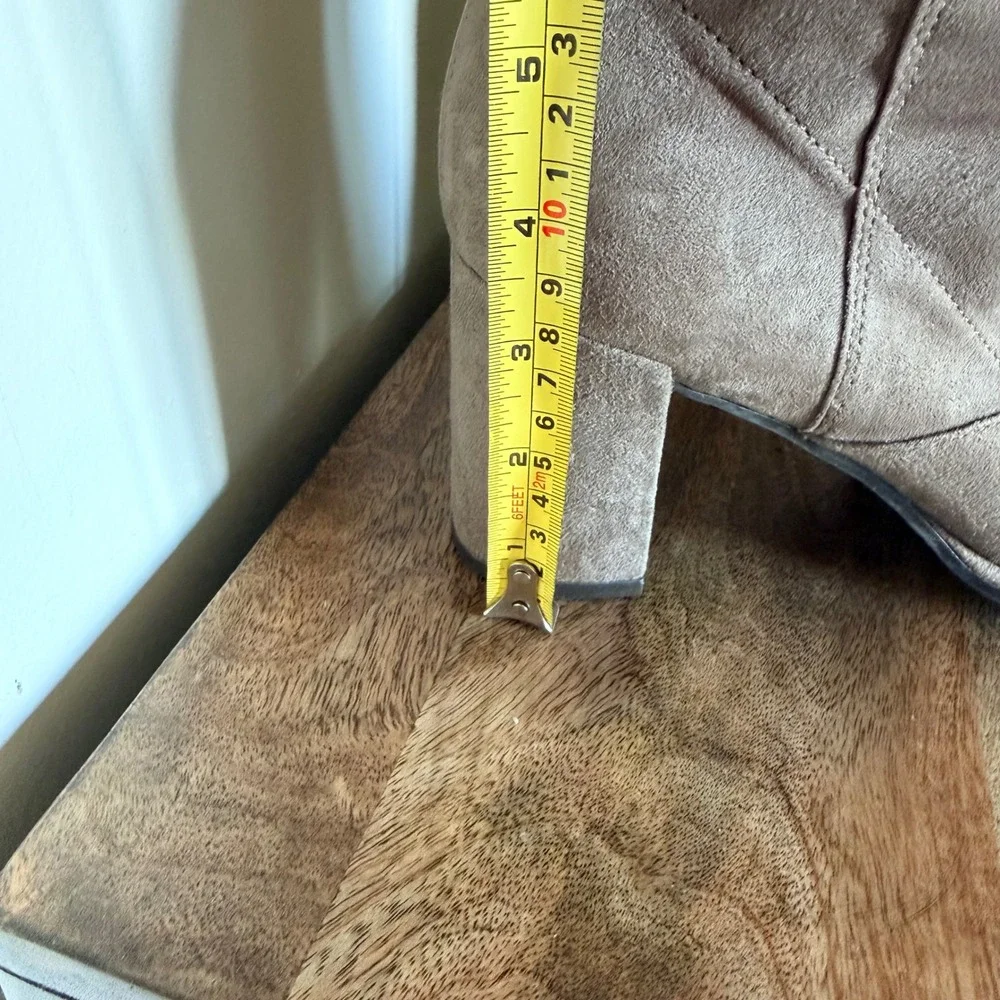 Marc Fisher LTD Alina OTK Boots Womens 10 Taupe Block Heel Cottagecore Soft Girl